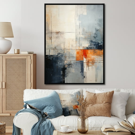 Designart "Monochromatic Road Abstract I" Abstract Collages Floater Framed Canvas Prints