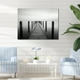 thumbnail image 1 of Designart "Monochromatic Skyline With A Black And White Pier" Port Landscape Canvas Art Print, 1 of 7