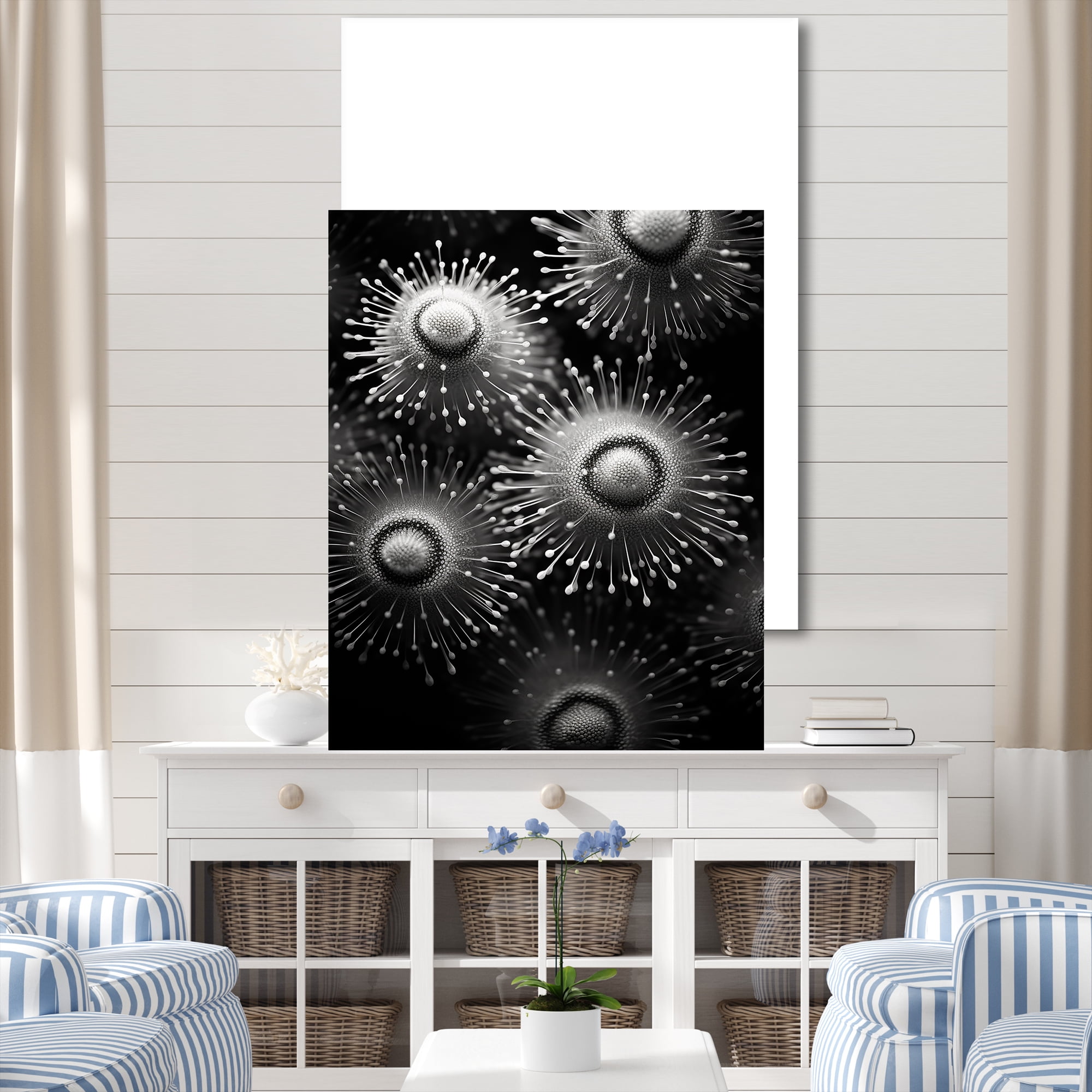 Designart "Monochromatic Symphony Of Sea Urchins" Coastal Coral Under