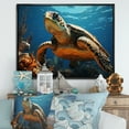 thumbnail image 1 of Designart "Monochrome Art of Coastal Turtle Life" Animals Turtle Floater Framed Wall Art Prints, 1 of 5