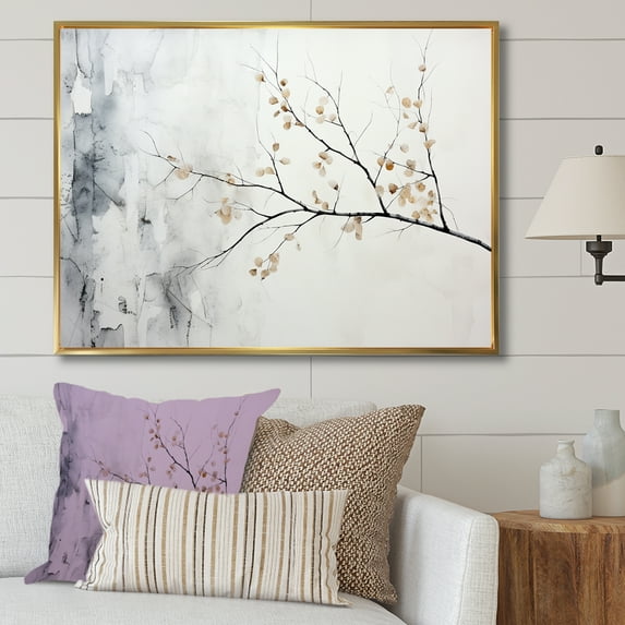 Designart "Monochrome Birch Serenity I" Tree Birch Floater Framed Canvas Prints