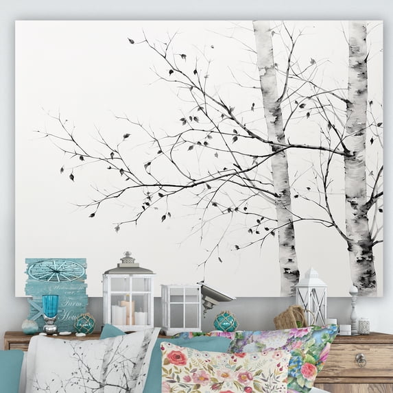 Designart "Monochrome Birch Serenity II" Tree Birch Wall Decor
