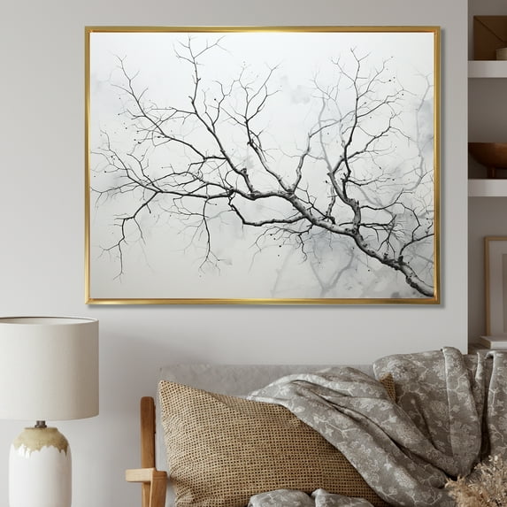 Designart "Monochrome Birch Serenity III" Tree Birch Floater Framed Canvas Art Print