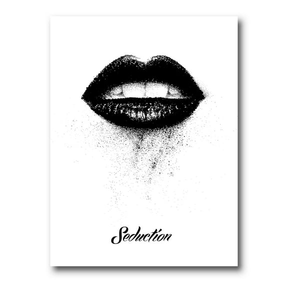 Designart ' Monochrome Black Female Lips ' Modern Canvas Wall Art Print