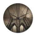 thumbnail image 1 of Designart 'Monochrome Brooklyn Bridge in NYC USA ' Modern Wood Wall Clock, 1 of 5