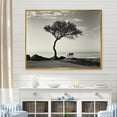 thumbnail image 1 of Designart "Monochrome Coastal Horizon With A Solitary Tree" Coastal Minimalism Floater Framed Wall Art Prints, 1 of 5