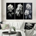 thumbnail image 1 of Designart "Monochrome Elegance in Blooming Hydrangeas III" Floral Wall Art Set Of 3 - Black Floral Gallery Set For Office Decor, 1 of 7