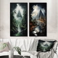 thumbnail image 1 of Designart "Monochrome Enigma of the Pyramid" Egypt Framed Wall Art Set Of 2 - Green Landscapes Gallery Wall Frame Set For Home Decor, 1 of 7