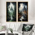 thumbnail image 1 of Designart "Monochrome Enigma of the Pyramid" Egypt Framed Wall Art Set Of 2 - Green Landscapes Gallery Wall Frame Set For Home Decor, 1 of 7