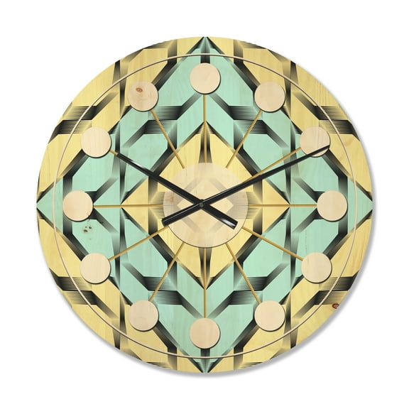 Designart 'Monochrome Fashion Ornament' Mid-Century Modern Wood Wall Clock