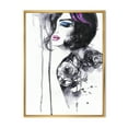 thumbnail image 1 of Designart 'Monochrome Female Portrait With Colorful Makeup' Modern Framed Canvas Wall Art Print, 1 of 5