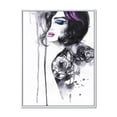 thumbnail image 1 of Designart 'Monochrome Female Portrait With Colorful Makeup' Modern Framed Canvas Wall Art Print, 1 of 5