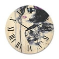thumbnail image 1 of Designart 'Monochrome Female Portrait With Colorful Makeup' Modern Wood Wall Clock, 1 of 5