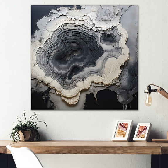 Designart "Monochrome Geode Tranquility II" Spiritual Stone Canvas Wall Art