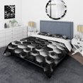 thumbnail image 1 of Designart "Monochrome Geometric Fusion II" Animals Bedding Covert Set - Abstract Geometric Black Abstract Bed Set With 2 Shams, 1 of 6