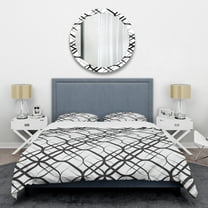 Designart 'Monochrome Geometric Pattern III' Mid-Century Modern Duvet Cover Set