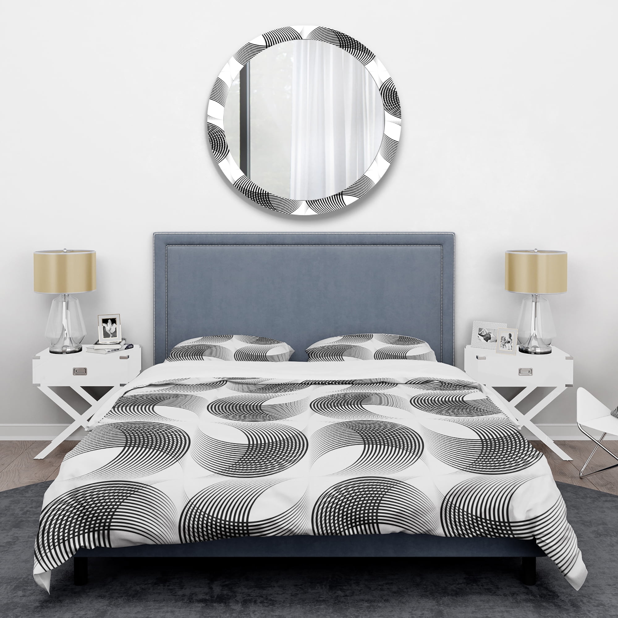 Designart 'Monochrome Geometric Pattern IX' Mid-Century Modern Duvet Cover Set
