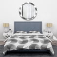 thumbnail image 1 of Designart 'Monochrome Geometric Pattern IX' Mid-Century Modern Duvet Cover Set, 1 of 4