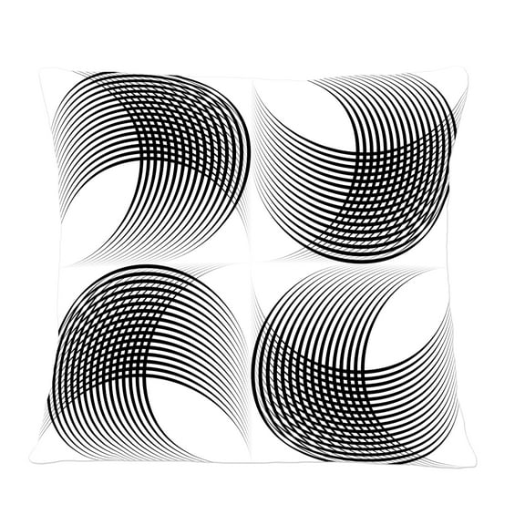 Designart Monochrome Geometric Pattern IX' Mid-Century Modern Throw Pillow - 12x20