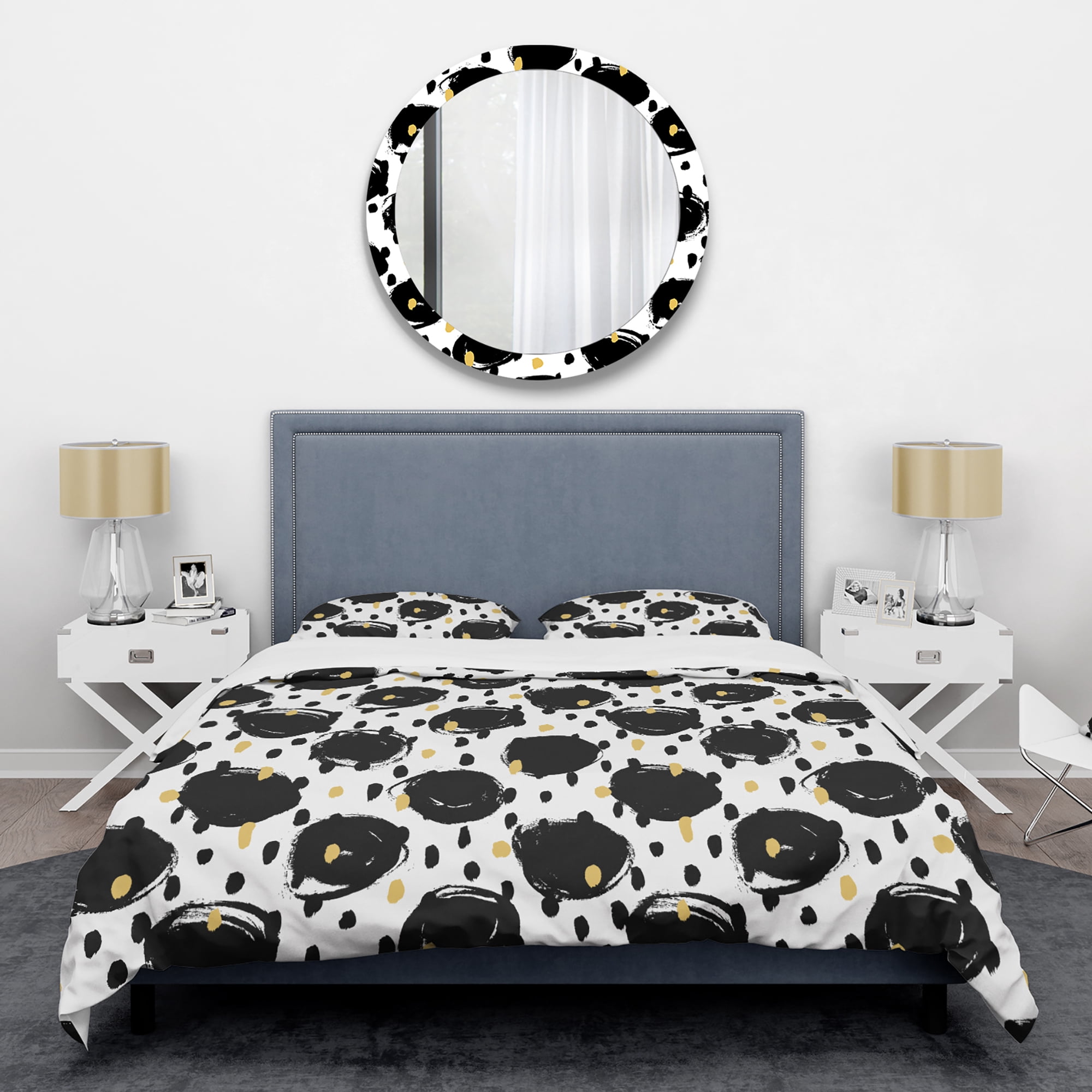 Designart 'Monochrome Geometric Pattern V' Mid-Century Modern Duvet Cover Set