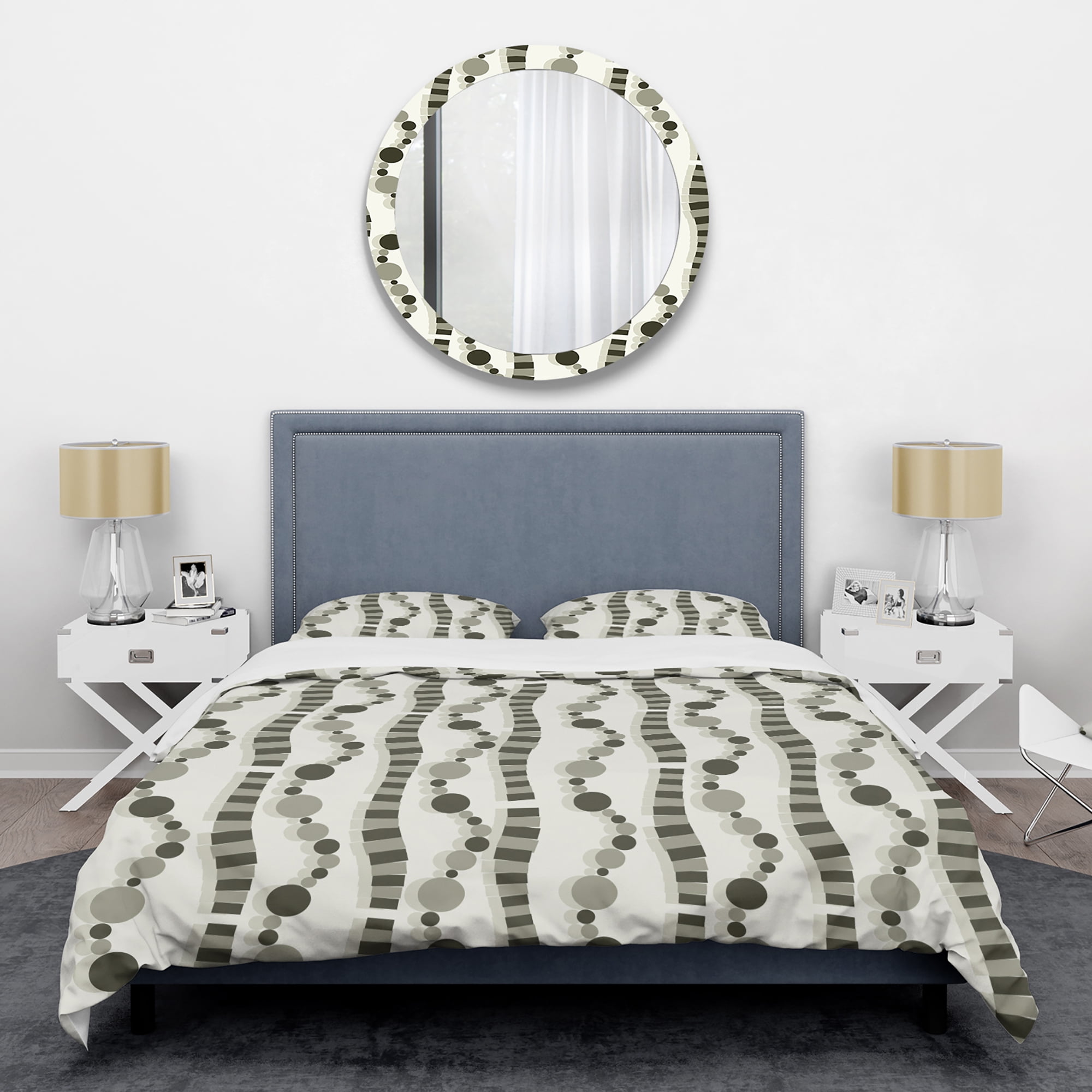Designart 'Monochrome Geometric Pattern VI' Mid-Century Modern Duvet Cover Set