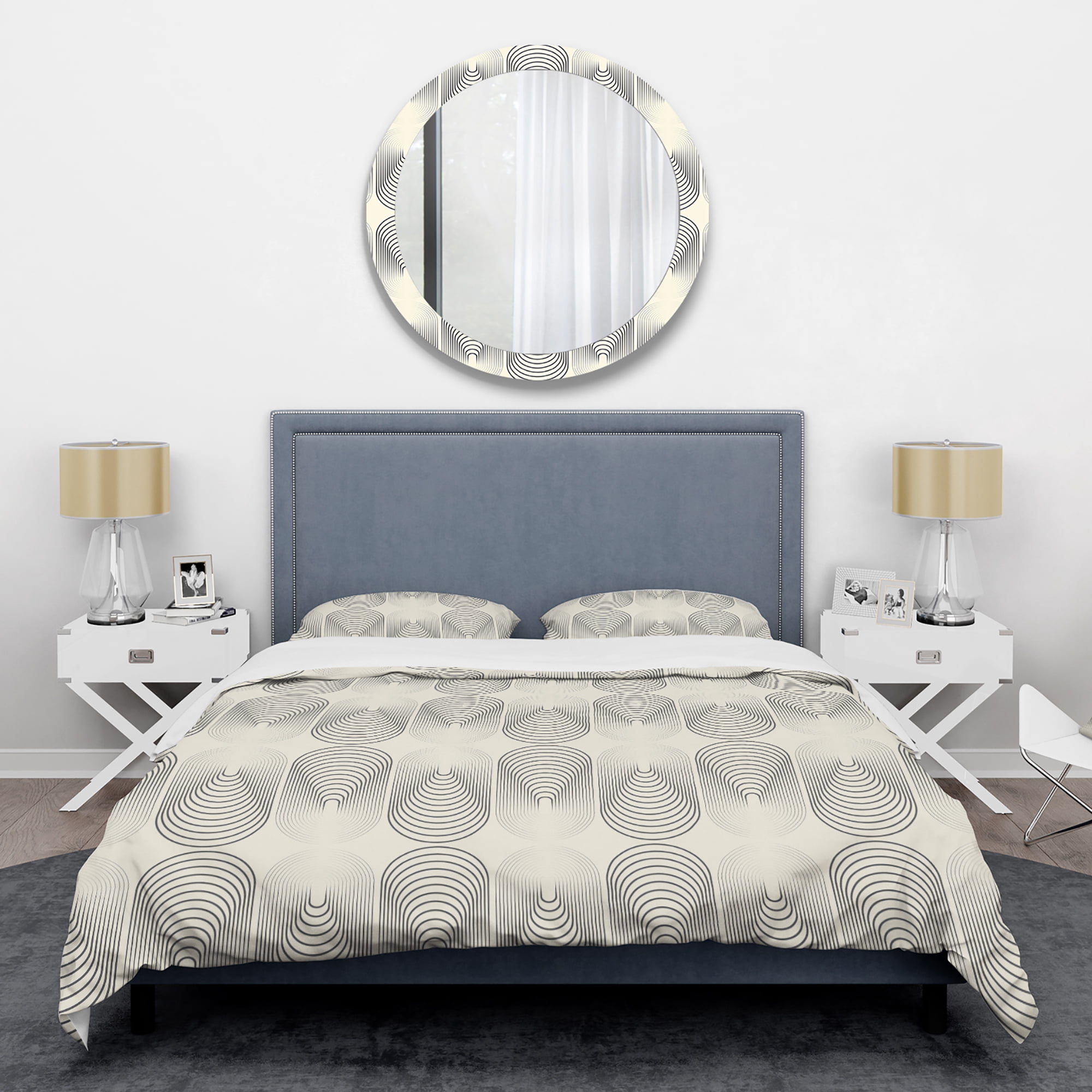Designart 'Monochrome Geometric Pattern X' Mid-Century Modern Duvet Cover Set