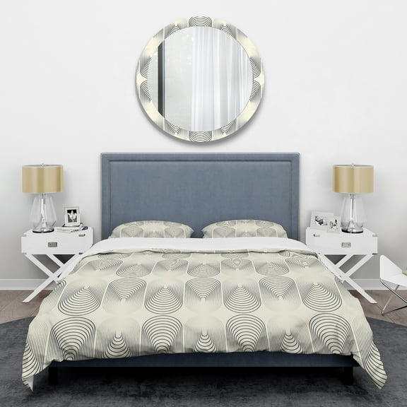 Designart 'Monochrome Geometric Pattern X' Mid-Century Modern Duvet Cover Set