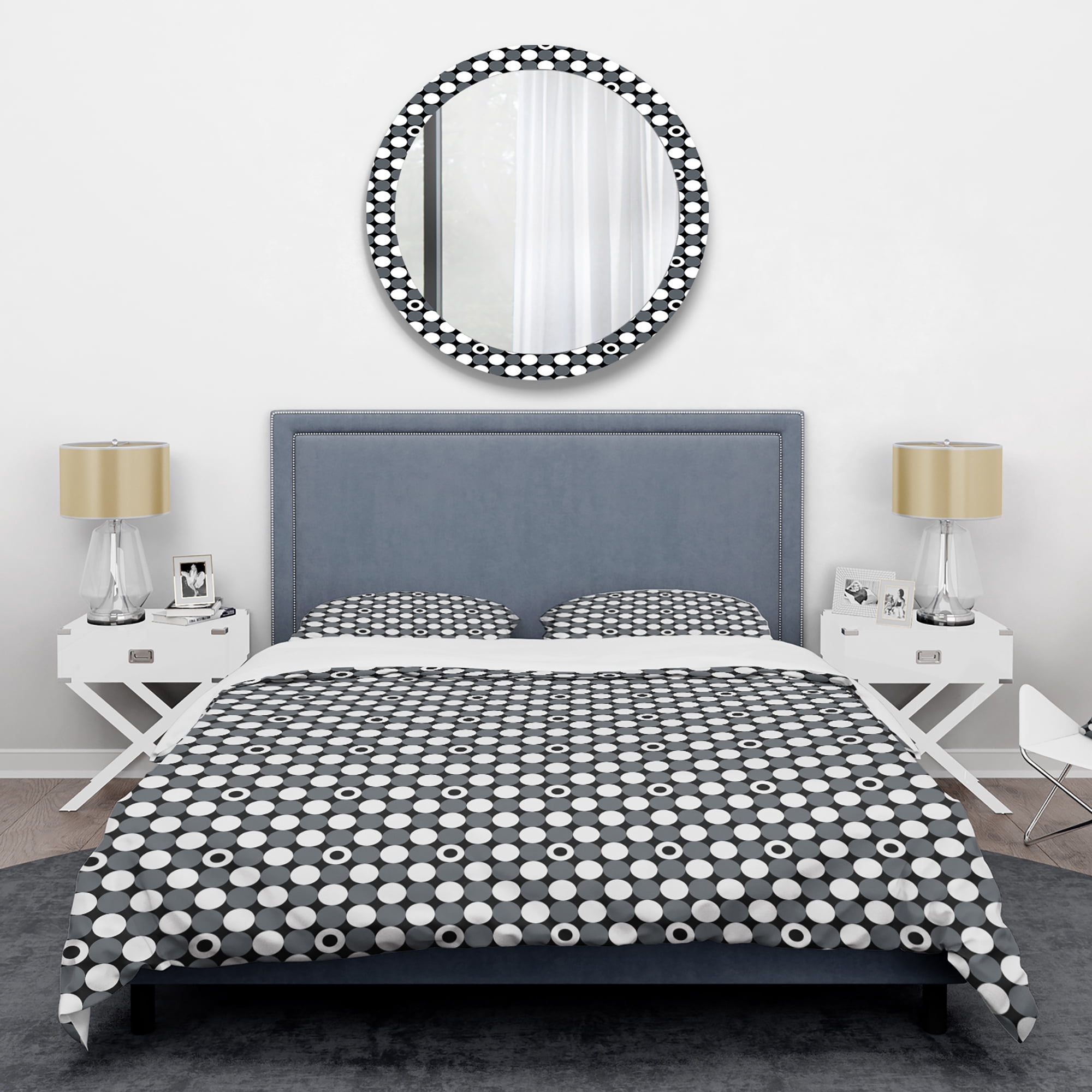 Designart 'Monochrome Geometric Pattern XIV' Mid-Century Modern Duvet Cover Set