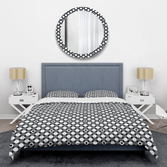 Designart 'Monochrome Geometric Pattern XIV' Mid-Century Modern Duvet Cover Set