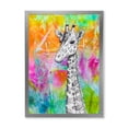 thumbnail image 1 of Designart 'Monochrome Giraffe Drawing On Bright Rainbow' Children's Art Framed Art Print, 1 of 4