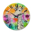 thumbnail image 1 of Designart 'Monochrome Giraffe Drawing On Bright Rainbow' Children's Art Wood Wall Clock, 1 of 5