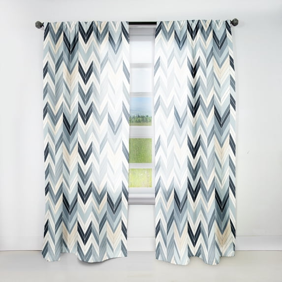 Designart "Monochrome Herringbone" Chevron Room Darkening Curtain Single Panel