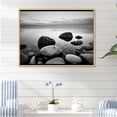thumbnail image 1 of Designart "Monochrome Horizon Of A Rocky Beach" Coastal Minimalism Floater Framed Canvas Wall Art, 1 of 5