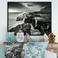 thumbnail image 1 of Designart "Monochrome Horizon Of A Rocky Beach I" Coastal Minimalism Floater Framed Wall Art Living Room, 1 of 1