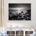 thumbnail image 1 of Designart "Monochrome Horizon Of A Rocky Beach II" Coastal Ocean Floater Framed Wall Decor, 1 of 5
