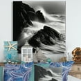 thumbnail image 1 of Designart "Monochrome Horizon Of A Rocky Beach III" Coastal Ocean Canvas Wall Art, 1 of 7