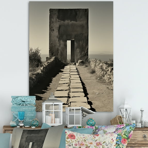 Designart "Monochrome Horizon Simplicity" Meadow Canvas Wall Art
