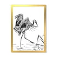 thumbnail image 1 of Designart 'Monochrome Japanese Oriental Crane Bird' Traditional Framed Art Print, 1 of 4