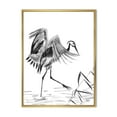 thumbnail image 1 of Designart 'Monochrome Japanese Oriental Crane Bird' Traditional Framed Canvas Wall Art Print, 1 of 5
