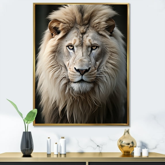 Designart "Monochrome Lions In Photography" Animals Lion Floater Framed Wall Art Prints