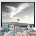 thumbnail image 1 of Designart "Monochrome Lone Tree In Field" Tree Floater Framed Canvas Wall Art, 1 of 5