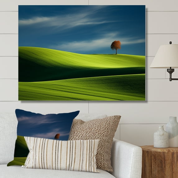 Designart "Monochrome Meadow In Green Photography I" Meadow Wall Art Living Room