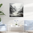 thumbnail image 1 of Designart "Monochrome Mountain Stream Mystery" Landscape River Cave Floater Framed Canvas Wall Art, 1 of 5