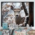 thumbnail image 1 of Designart "Monochrome Photography Winter Deer painting I" Animals Floater Framed Wall Art Print, 1 of 7