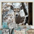 thumbnail image 1 of Designart "Monochrome Photography Winter Deer painting I" Animals Floater Framed Wall Art Print, 1 of 7