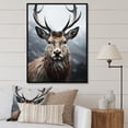 thumbnail image 1 of Designart "Monochrome Photography of Deer I" Animals Floater Framed Canvas Print, 1 of 7