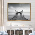 thumbnail image 1 of Designart "Monochrome Pier On The Horizon I" Coastal Pier Floater Framed Wall Decor, 1 of 5