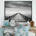 thumbnail image 1 of Designart "Monochrome Pier On The Horizon III" Coastal Pier Floater Framed Canvas Art Print, 1 of 5