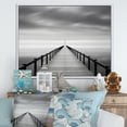 thumbnail image 1 of Designart "Monochrome Pier On The Horizon III" Coastal Pier Floater Framed Canvas Art Print, 1 of 5