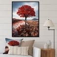 thumbnail image 1 of Designart "Monochrome Red And Grey Tree silence I" Landscape Trees Floater Framed Canvas Print, 1 of 7